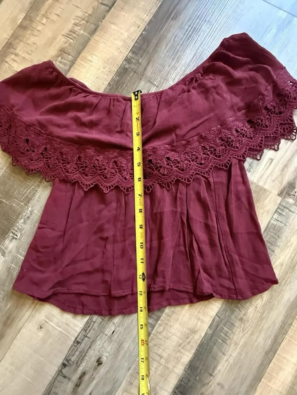 Wet Seal Off The Shoulder Crochet Top Burgundy Vintage Sz M
